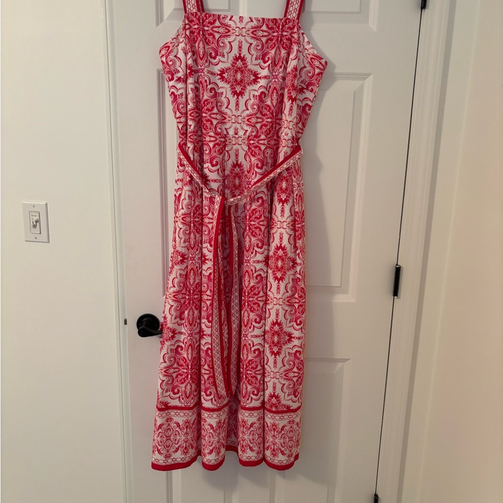 Talbots Pink Patterned Midi Dress
